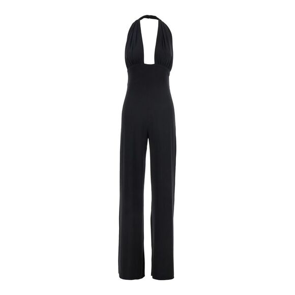 Norma Kamali Women Cross Halter Straight Leg Jumpsuit - Picture 1 of 4